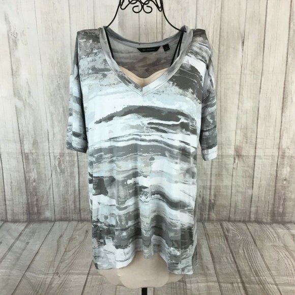 H by Halston Tops - H by Halston Shirt Top Women's Tie Dye Gray Small